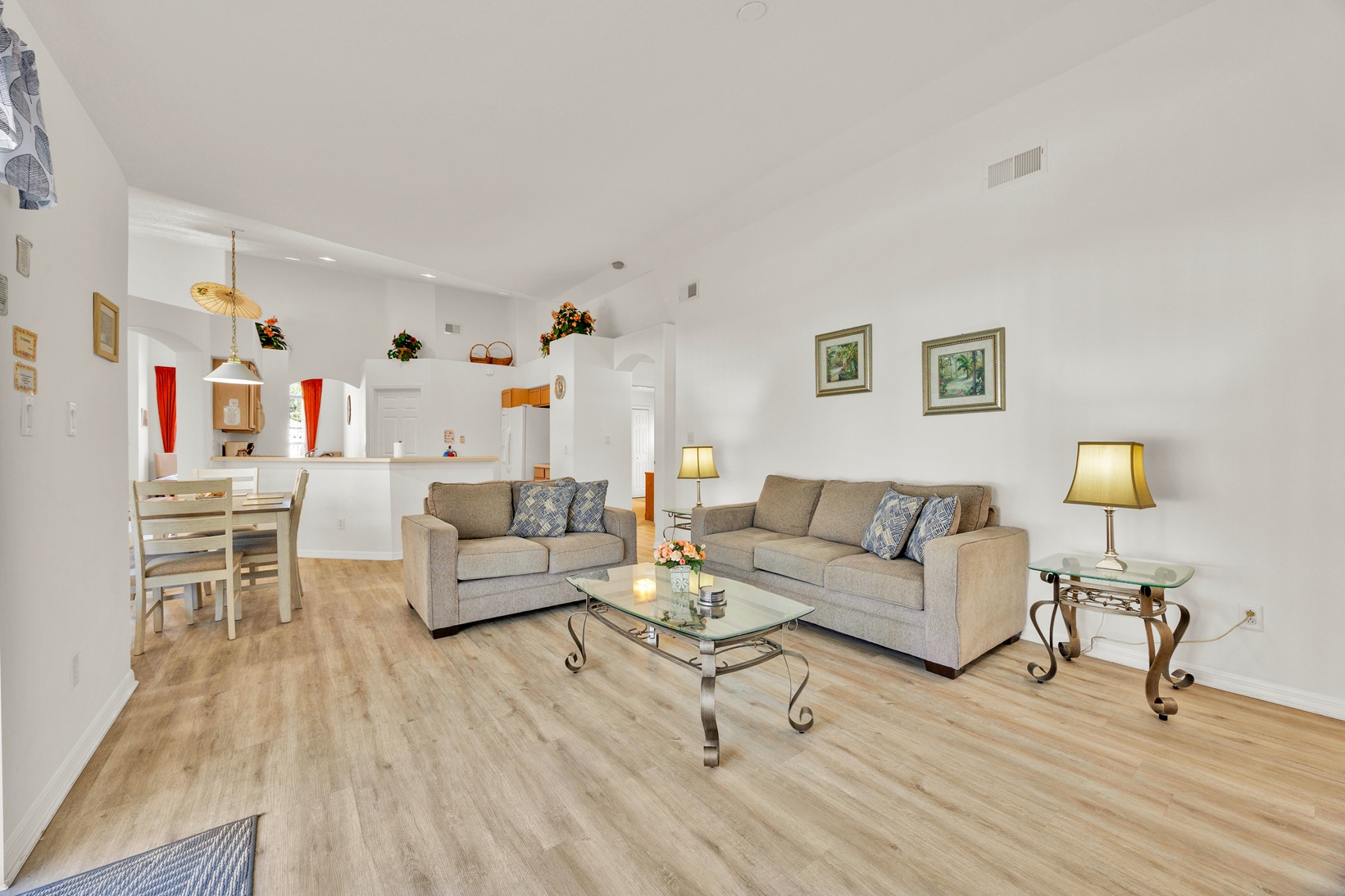 Open-plan family room layout