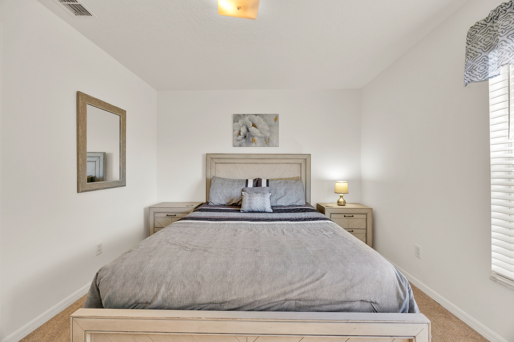 Comfortable queen bedroom for guests
