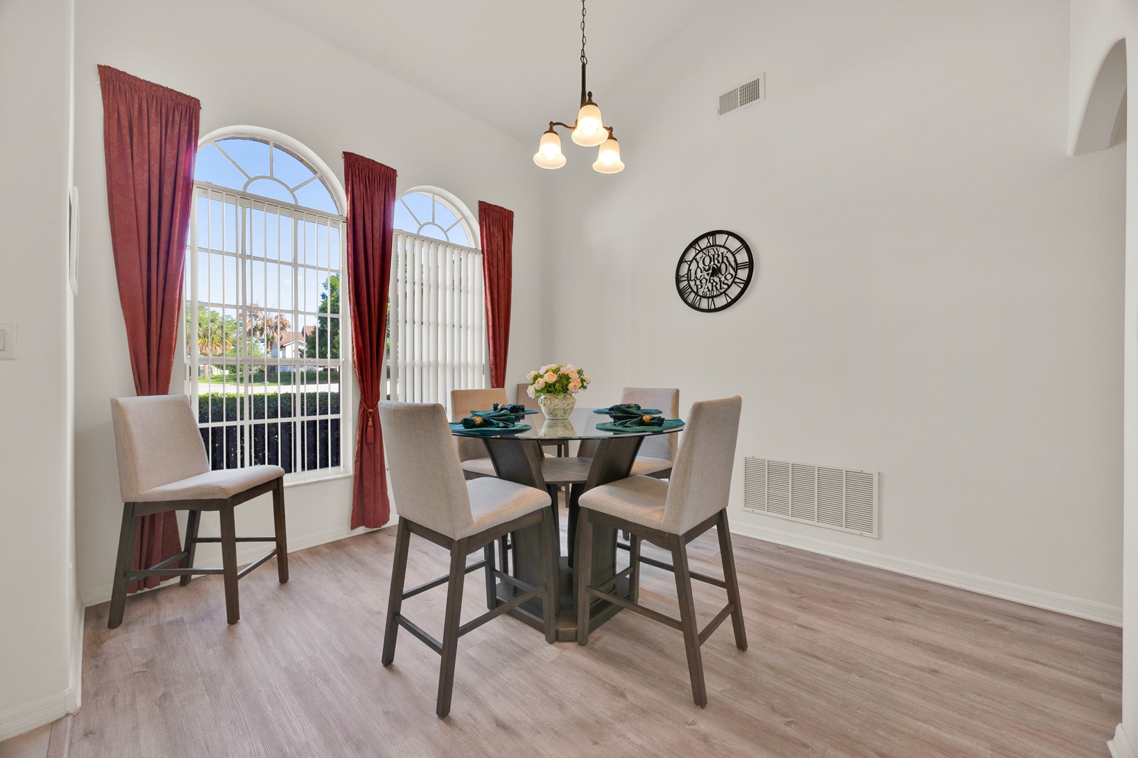 Dedicated workspace and dining area setup